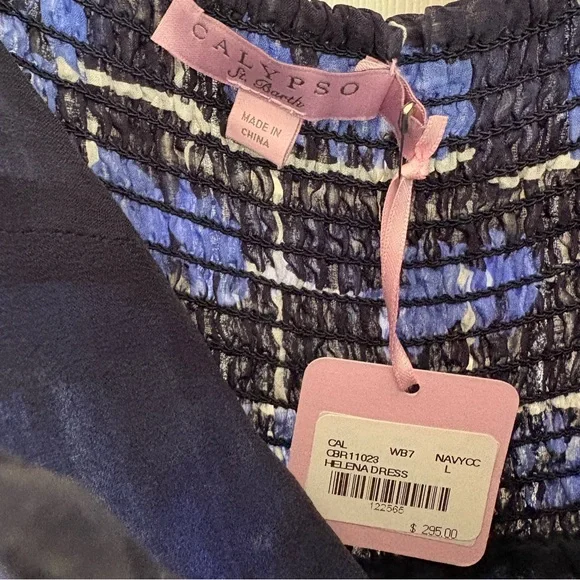 Calypso St. Barth Silk Maxi Dress in a Blue Elephant Print. Size L. New! - Picture 9 of 15